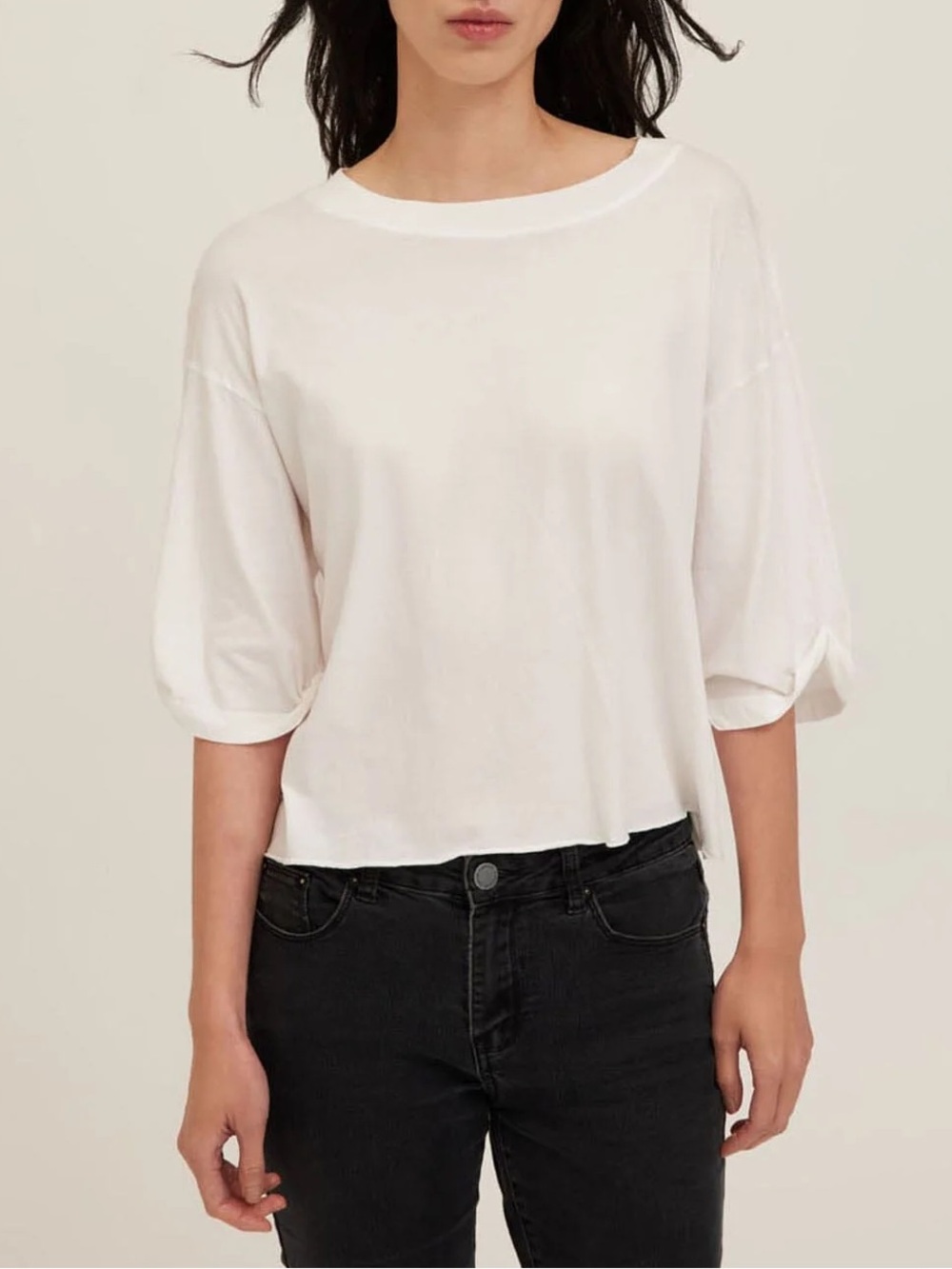 Free People White 3/4 Sleeve Tee